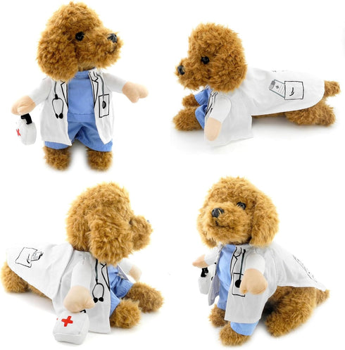 Dog Cat Doctor Costume - Funny Halloween Costumes for Small Dogs & Cats, Cosplay Party Outfit (Doctor, X-Small)