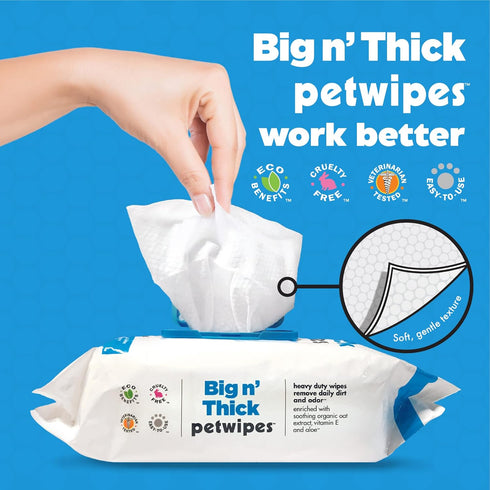 Petkin Big N' Thick Petwipes, 100 ct