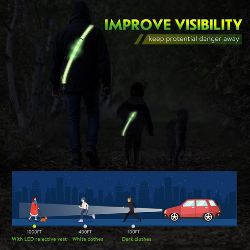 Simket LED Night Running Gear Reflective Sash, High Visibility USB Rechargeable LED Flashing Outdoor Activity Adjustable Length for Jogging Running Cycling Walking Motorcycle