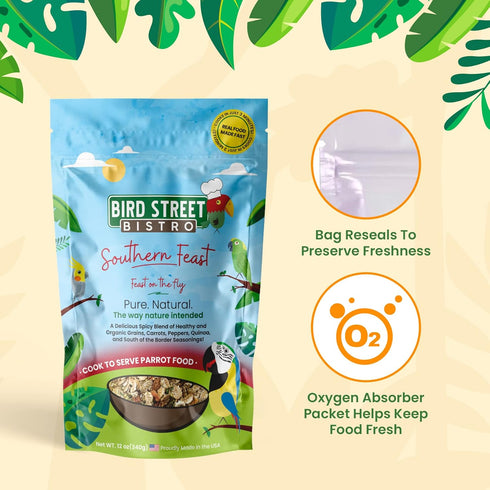 3 Pack 3-15 Bird Street Bistro Cockatiel Food Sample - Cooks in min w/Natural Whole Grains - Healthy Non-GMO Fruits