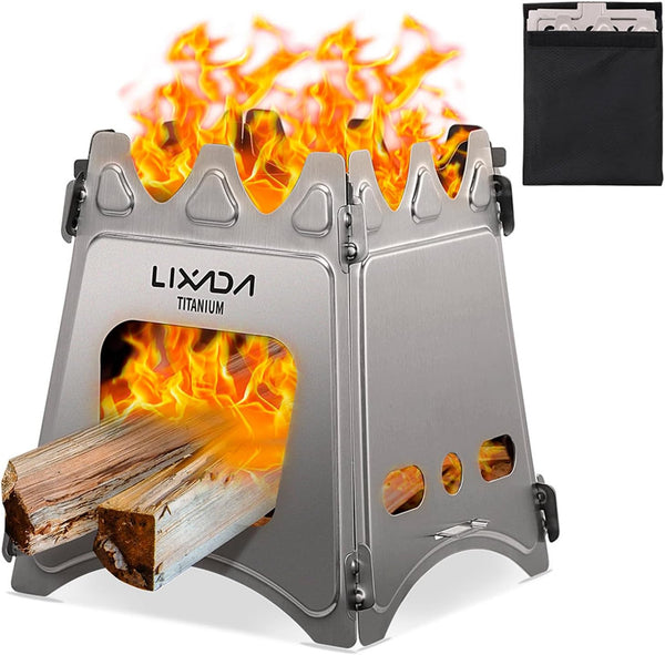 Lixada Portable Camping Stove - Lightweight Titanium Wood Burning Stove for Outdoor Cooking and Hiking