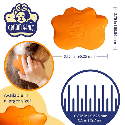 Small 4" Dog Pet Hair Massaging Brush Grooming Tool for Cats, Dogs, Long or Short Hair, Tangerine Orange