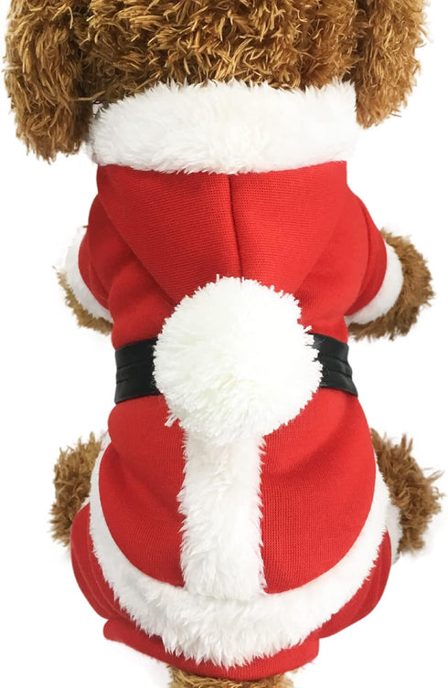 Pet Christmas Costumes, Santa Dog Clothes for Small Dogs, Boys Fall Winter Coats Puppy Kitty Hoodies