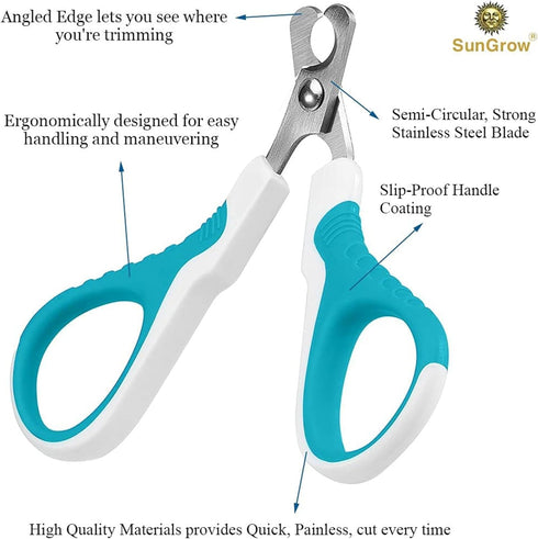 SunGrow Dog Nail Trimmer - Professional Paw Grooming and Nail Care for Small and Medium Dogs, Cat Claw Clipper