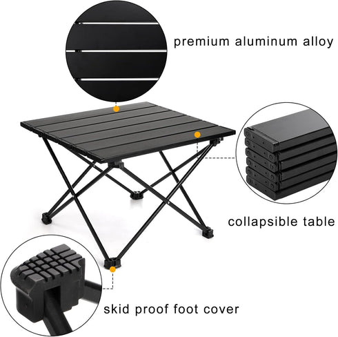 Backpacking 15.5''L 13.8''W 11.4''H SOUJOY Camping Side Table, Portable Folding Beach Table, Small Aluminum Picnic