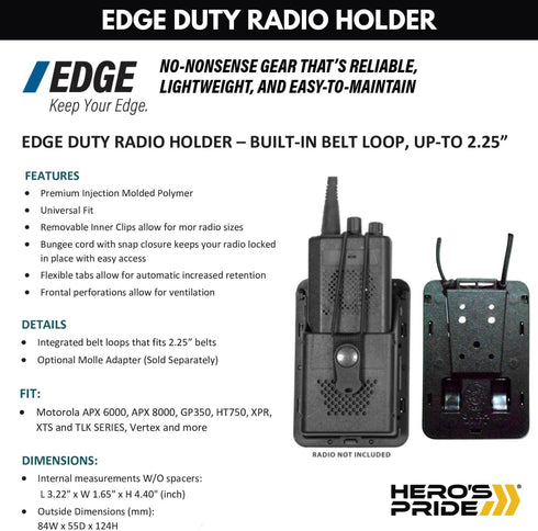 Hero's Pride Edge Radio Holder, Chicago PD Two Way Radio Holster for Duty Belt, Police Radio Case