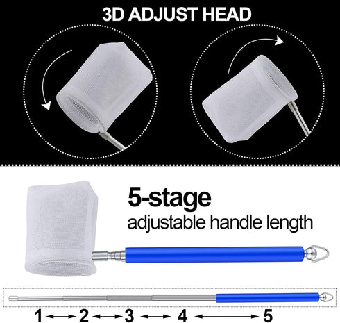 4 Pieces Extendable Fish Tank Shrimp Net, Stainless Steel Small Fishing Net for Aquarium and Pond