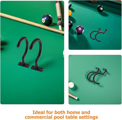 4pcs Didiseaon Metal Pool Cue Holder Hooks for Billiards Table Side Snooker Cue Rack Clips for Organizing and Triangle