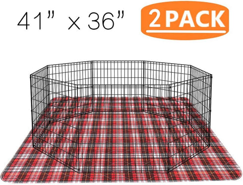 36"x41" KOOLTAIL Washable Pee Pads for Dogs - Waterproof & Non-Slip Plaid Puppy Potty Training Pads, Reusable Whelping
