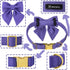 Maca Bates Dog Collar with Bow Bowtie for Dogs Solid Colors Sailor Bow Tie Adjustable Breakaway Purple Collars Accessories Birthday Gift for Small Medium Large XL Puppy with Golden Metal Buckle