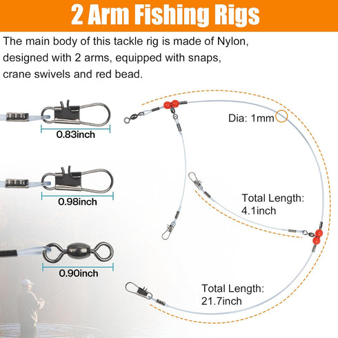 Fishing Leaders Saltwater Tackle Surf Fishing Rigs High Strength Fishing Wire Leader Line Rig with Swivels Snap for Lures Bait Hooks by JSHANMEI