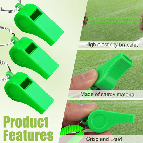 50/100PCS Plastic Referee Whistle with Bracelet Loud Crisp Sound Sports Whistle Multicolor Bulk for Adults Kids Coaches