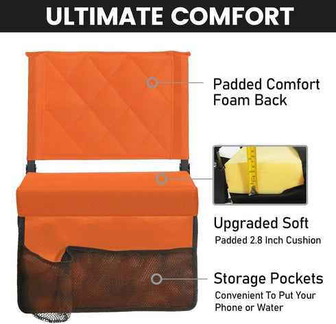 Sheenive Stadium Seats for Bleachers with Back Support, Bleacher Seats with Backs and Cushion Wide, Padded Portable