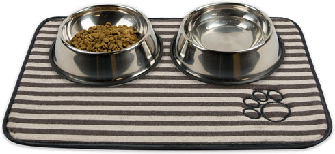12x18, Bone Dry Machine Washable, Ultra Absorbent Pet Mat, Brown Stripe