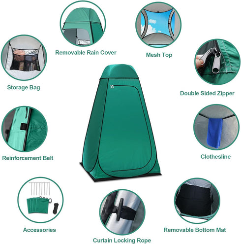 50+ anngrowy Shower Tent Pop-Up Privacy Tent Camping Portable Toilet Tent Outdoor Camp Bathroom Changing Dressing Room