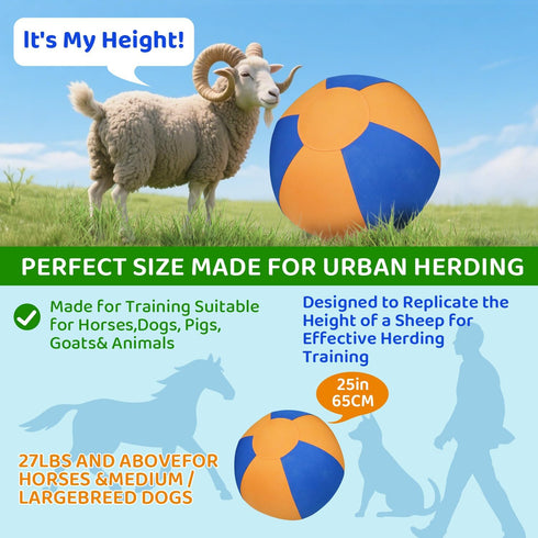 WHXMHRQ 25 Inch Herding Ball for Dogs - Blue & Orange Two-Tone Color, Enhanced Bite-Resistant Herding Toy