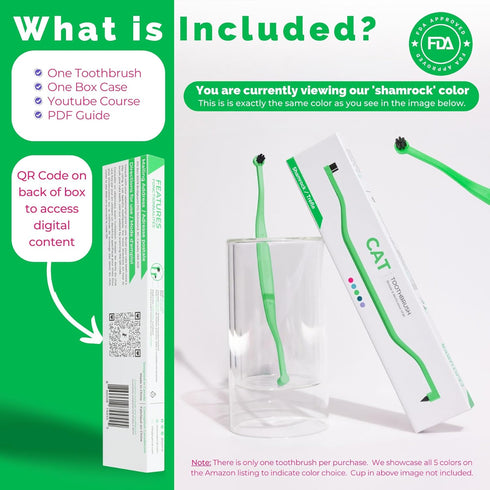RYERCAT Dual Sided Cat Toothbrush - Kitten Toothbrush with Micro Head for Cat Dental Care Supplies (Shamrock)