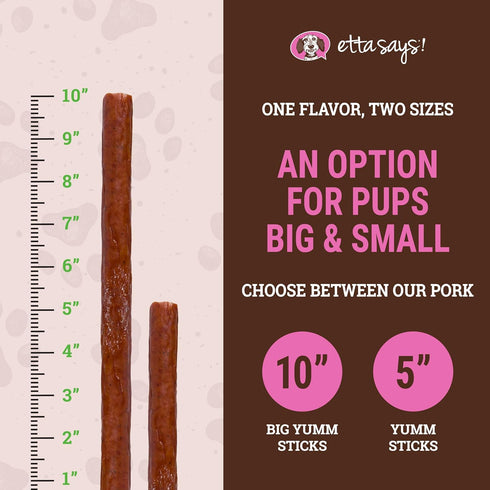 Yumm 24 Count etta says! Sticks Natural Dog Treats - Pork Dog Jerky Treats - Human-Grade Jerky for Dogs - Made in The