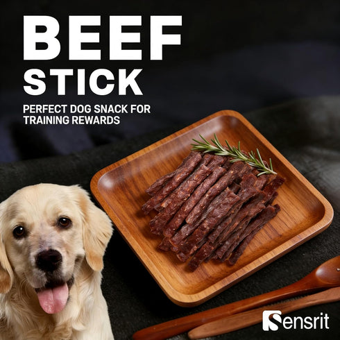Sensrit 10 oz Dog Beef Sticks - Jerky Treats for All Dogs - High Protein & Grain Free Dog Snacks - Made with Real Beef