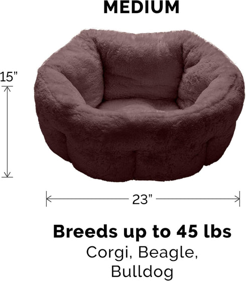 Furhaven 23" Round Self-Warming Pet Bed for Indoor Cats & Medium/Small Dogs, 100% Washable, Hi Lo Plush Luxe Faux Fur