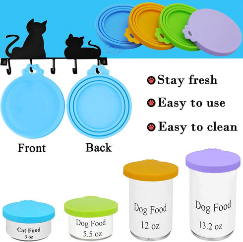 Food Can Covers 4 Pack - Universal BPA Free Silicone Lids for Dog and Cat Food, Fits Standard Size Cans