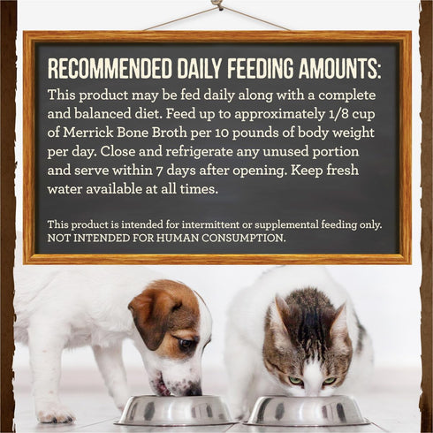 Merrick Grain Free Bone Broth, Premium Human Grade Dog and Cat Food Topper Pouches, Beef - 16 oz.