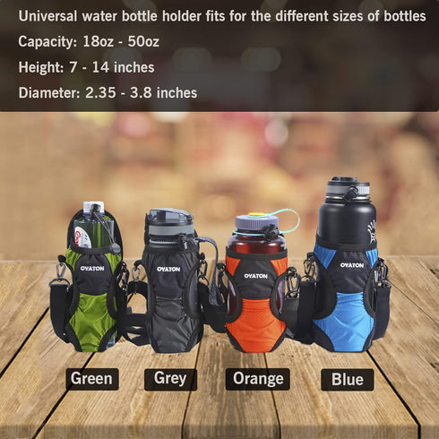 Water Bottle Carrier with Straps, Universal Holder Sling for Walking, Hiking, Travel - Compact & Foldable (Grey)