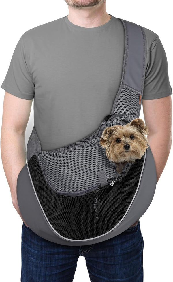 YUDODO Breathable Mesh Pet Dog Sling Carrier, Travel Safe Sling Bag