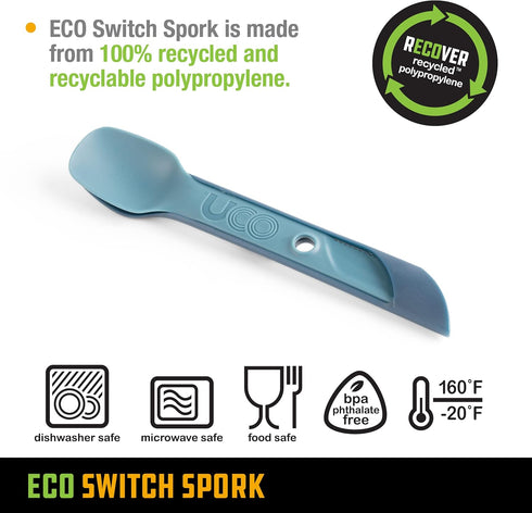 UCO 2-Piece Recycled ECO Switch Spork Integrated Camping Utensil Set