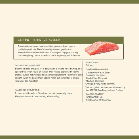 BADLANDS RANCH by Katherine Heigl Superfood Bite Freeze-Dried Raw Wild Salmon Dog Treats High Protein Single-Ingredient