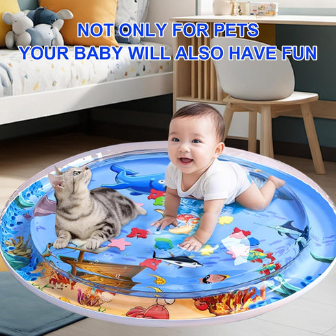 Gkiozu 0.6mm Summer Cat Water Mat for Indoor Cats, Upgraded Thicken Scratch-Resistant Interactive Sensory Play Mat
