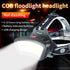 2000 6-10 DARKBEAM COB Floodlight Headlamp USB Rechargeable with Red Light, Lumen LED Headlight - Car Maintenance