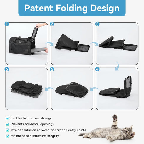15lbs, Airline Approved Pet Carrier for Small Dogs & Cats Up to Soft-Sided, Foldable, Ventilated, TSA Travel Bag