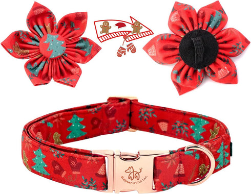 Elegant Little Tail Christmas Dog Collar, Adjustable Flower Collar for Female or Male Small Medium Large Dogs