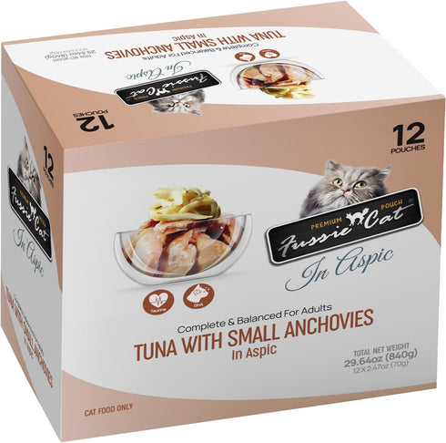 Fussie Cat Premium Tuna with Small Anchovies, 12 Count (Pack of 1)