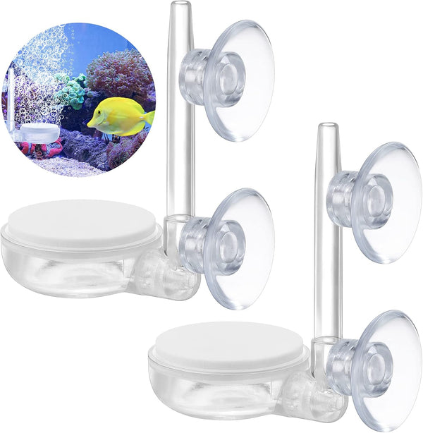 Quiet Aquarium Air Stone Fish Tank - 2 Pieces Nano Air Stone Kit with Control Valve and Suckers for Hydroponic