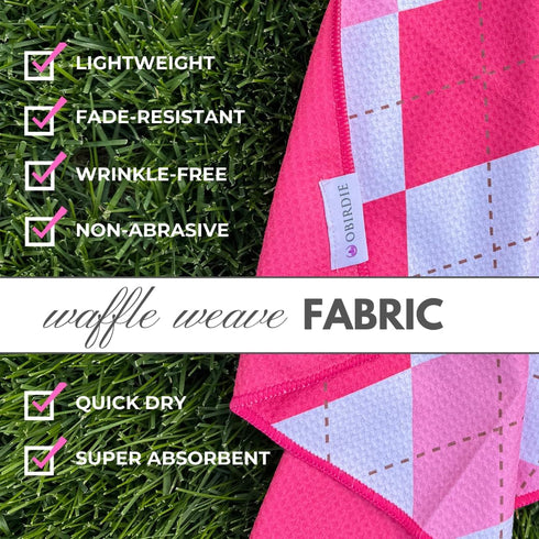 Magnetic Golf Towel, 18 x 18 in. Waffle Microfiber with Detachable Clip, Fun Designs for Women Golf Accessories