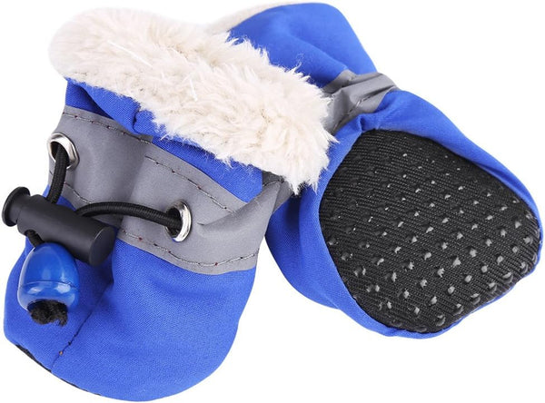 Fdit 4Pcs Dog Shoes Protectors with Elastic Fastening Band Set, Anti-Slip Sole Pet Dog Shoes Boots, Soft Cotton Padded