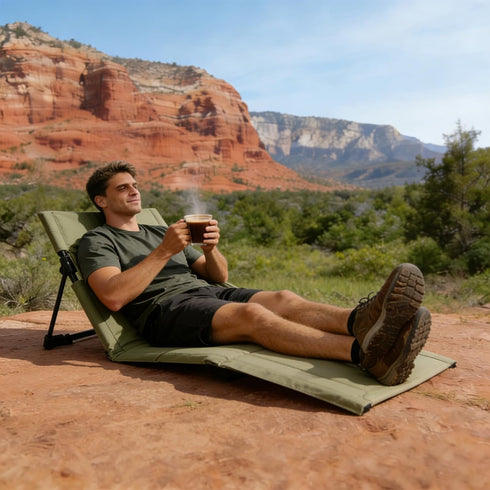 1.1lbs Ultra-Lightweight Foldable Camping Backrest Chair - Portable Outdoor Lazy Chair with Waterproof Oxford Fabric