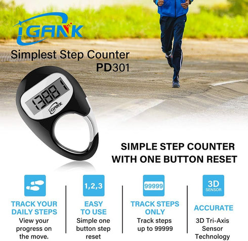 Simple 3D Step Counter Pedometer for Men, Women, Kids