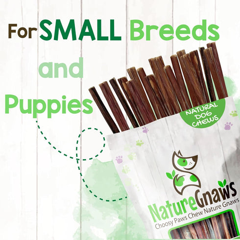5-6" (40 Count) Nature Gnaws Super Skinny Bully Sticks for Small Dogs - Long Lasting for Light Chewers and Puppies