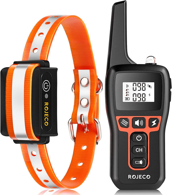 ROJECO Dog Training Collar with 3300FT Remote, IPX7 Waterproof, Rechargeable Shock Collar, 3 Safe Training Modes