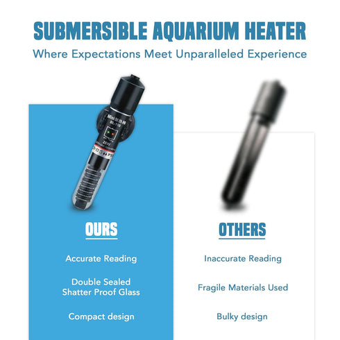 JOR Submersible Betta Heater with Sticker Thermometer for Aquarium, Frog Terrarium, Homebrewing, and Aquaponics (25