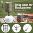 Odoland 750ML Titanium Camping Cookware Pot with Stove and Spork, Portable for Backpacking and Hiking