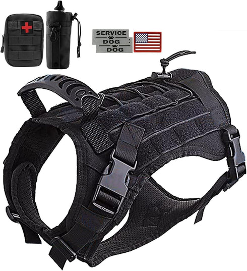 Tactical Dog Vest with Pouch, Training Molle Vest with Handle, K9 Military Dog Harness, No Pull Service Dog Vest XL