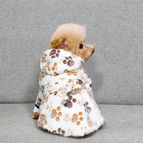 Junchl Small Dog Bathing Towel, Adjustable Dog Bath Robe for Cold Weather, Puppy Pajamas Warm Flannel Dogs Pjs, Pet