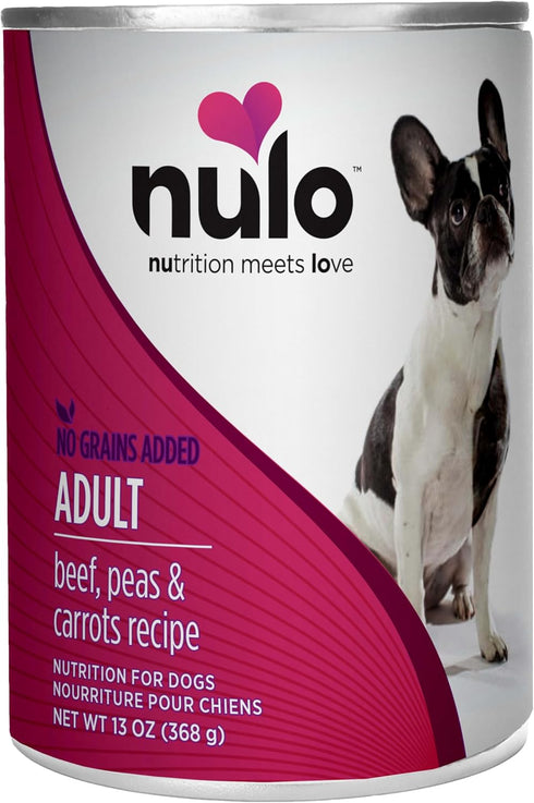 13 12 Nulo Grain-Free Beef, Peas & Carrots Recipe Adult Wet Canned Dog Food, Ounce, Cans