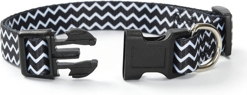 Mile High Life Nylon Puppy Dog Collar | Lightweight Collar with Cute Patterns for Small/Medium/Large Dogs, Black Plaid