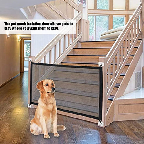 Magic Dog Gate Pet Safety Guard Gate with Sticky Hooks and Telescopic Rods for Dogs (180 * 72CM)
