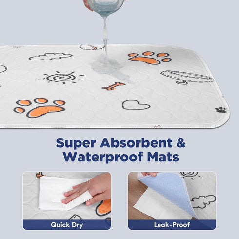2 Pack 18"x24" 100% Washable Pee Pads for Dogs, Small Super Absorbent Reusable Puppy Pads Pet Training Pads, Waterproof